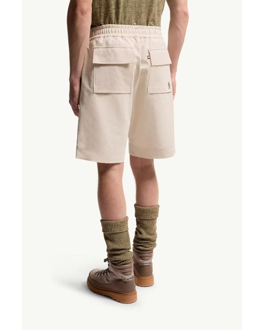 Moncler Natural Cotton Linen Blend Shorts for men