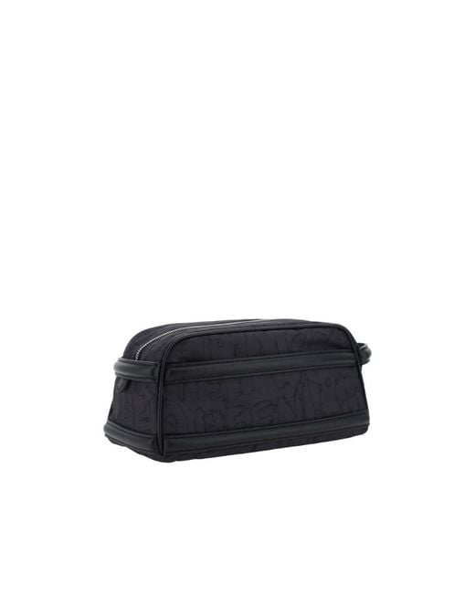 McQueen Blue Cross Detailed Zipped Wash Bag for men