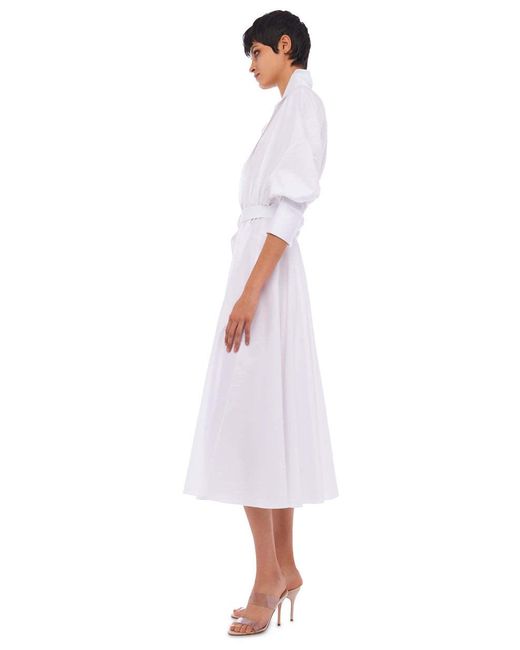 Norma Kamali White Belted-Detail Midi Shirt Dress