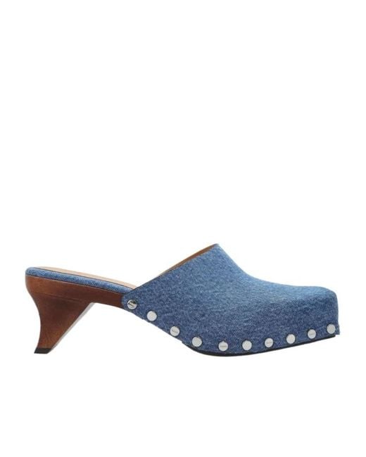 Ganni Blue Studded Mules