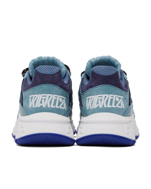 Versace Blue Trigreca Leather Sneakers for men