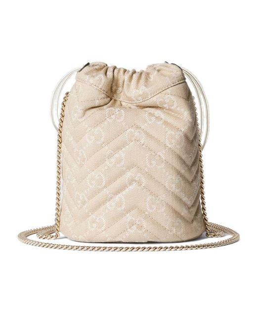 Gucci Natural Gg Marmont Small Bucket Bag