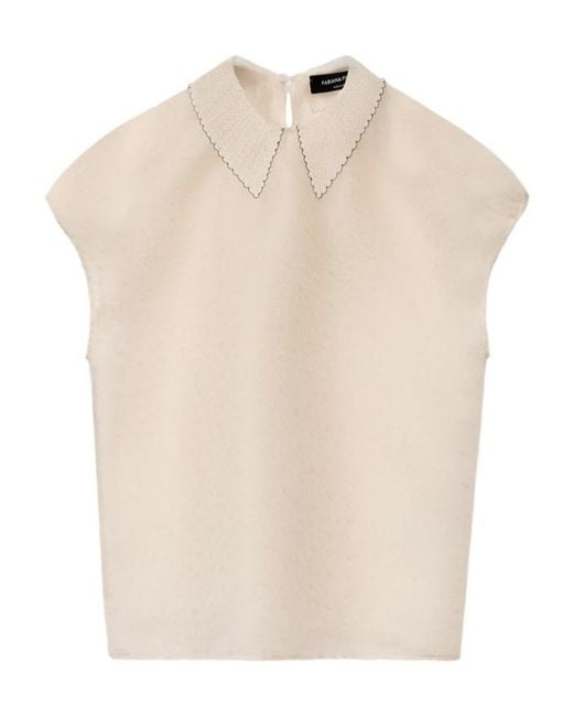 Fabiana Filippi Natural Sleeveless T-Shirt