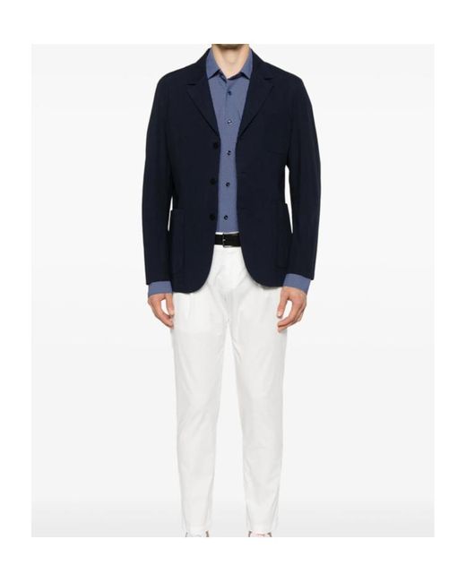 Mazzarelli Blue Lapel Long Sleeve Shirt for men