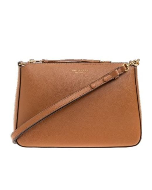 Tory Burch Brown Chain-Linked Zipped Shoulder Bag