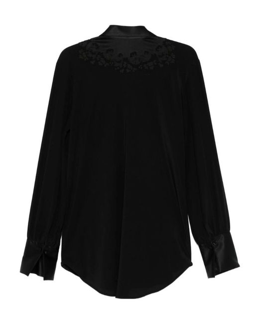 Ermanno Scervino Black Floral-Embroidered Shirt