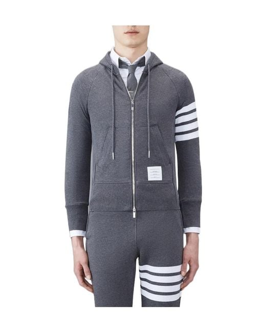 Thom Browne Blue 4-Bar Striped Zipped Jacket for men