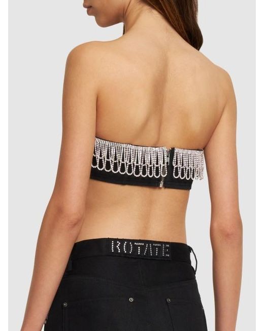 ROTATE BIRGER CHRISTENSEN Black Crystal Embellished Tube Top