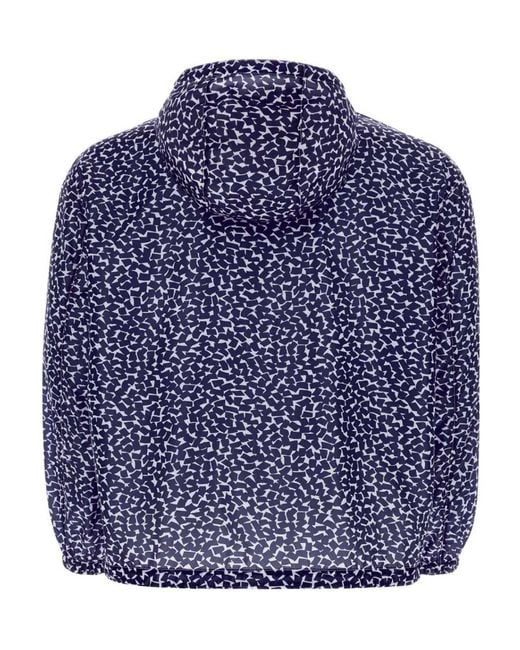 Prada Blue Printed Hooded Windbreaker for men