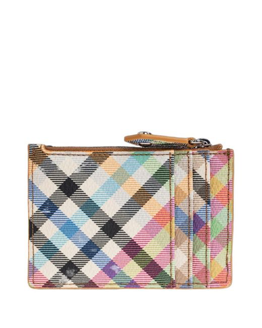 Vivienne Westwood Blue Orb Plaque Checked Card Holder