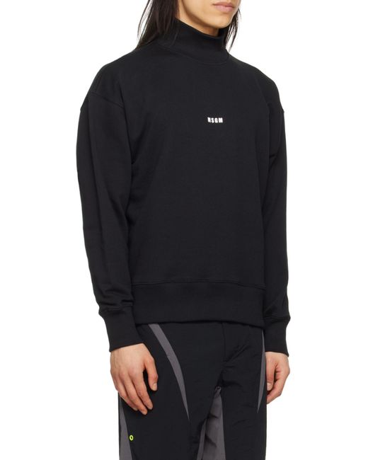 MSGM Black Logo Printed High Neck Sweatshirt for men
