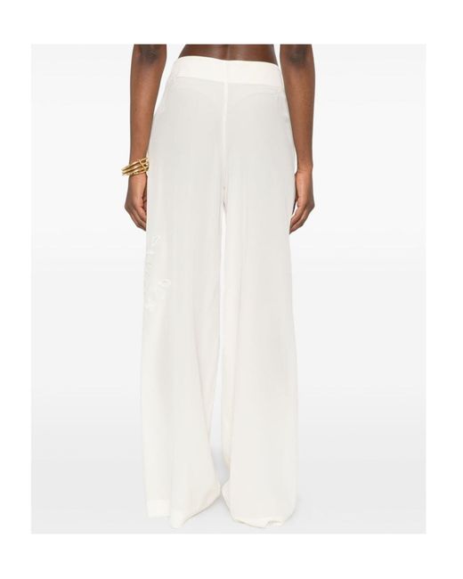Ermanno Scervino White Floral-Embroidered Trousers
