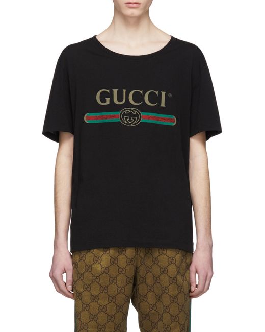 Gucci Black Oversize Washed T-Shirt With Logo for men