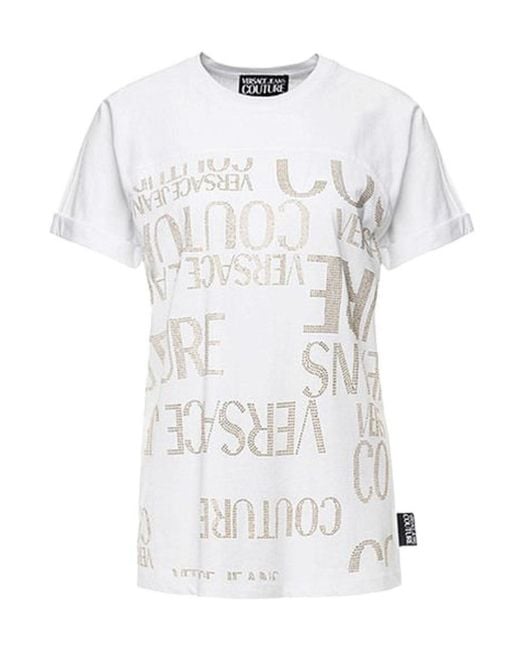 Versace Jeans White T-Shirt With Round Neck And Short Sleeves