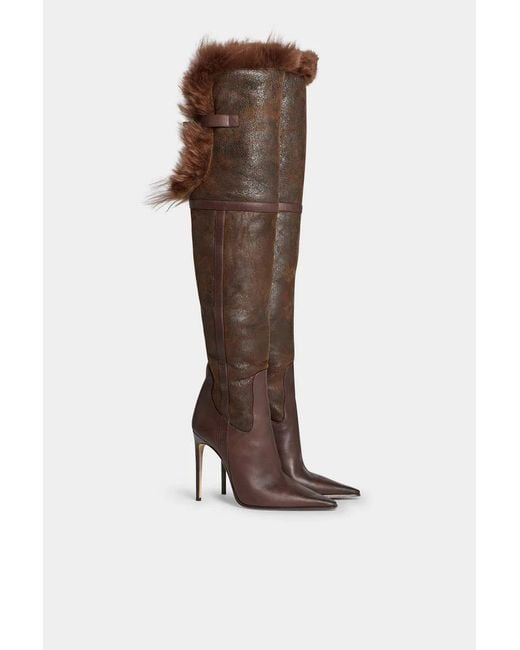 DSquared² Brown Over-The-Knee Boots