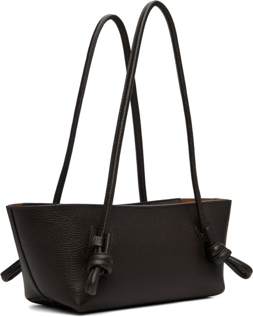 Hereu Black Fleca Knotted Leather Shoulder Bag