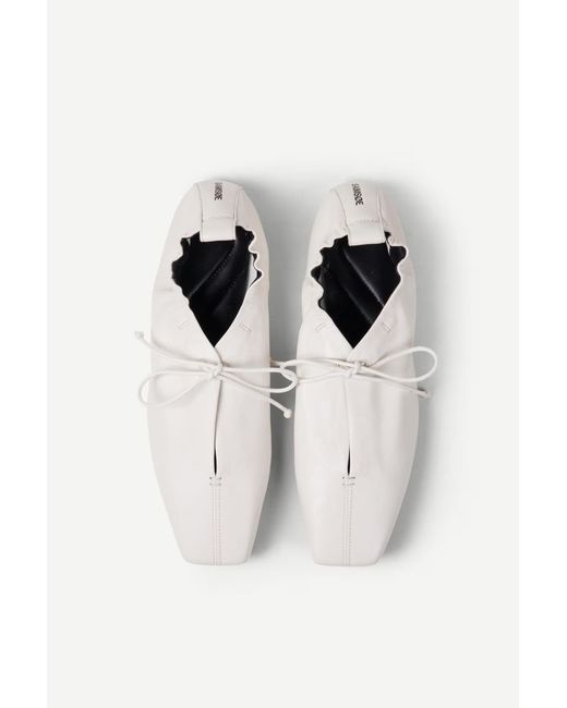 Samsøe & Samsøe White Lace-Up Ballet Flats