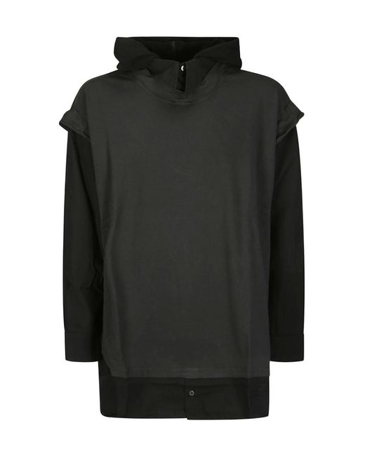 MM6 by Maison Margiela Black Long Sleeved Layered Hoodie for men