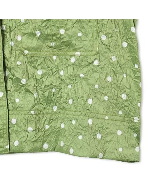 Ganni Green Crinkled Polka-Dot Shirt