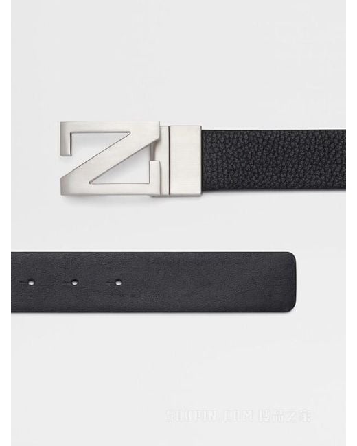 Zegna White Logo Plaque Buckle Belt for men