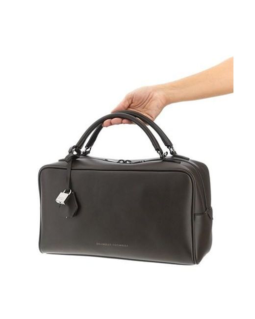 Brunello Cucinelli Black Boston Explorer Zipped Tote Bag
