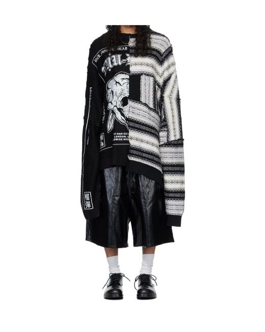 Lu'u Dan Black Patchwork Knit Sweater for men