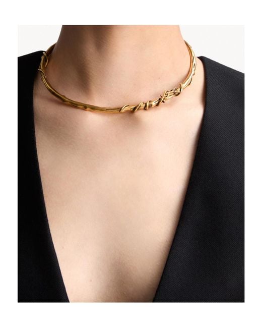Saint Laurent Metallic Cassandre Mulberry Torc Necklace