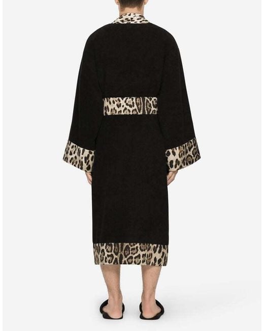 Dolce & Gabbana Black Terry Bathrobe for men