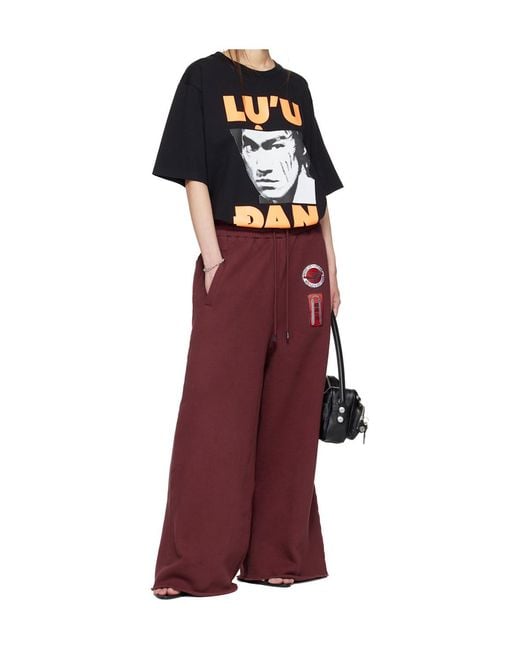 Lu'u Dan Purple Bruce Lee X Collaboration Gym Drawstring Sweatpants for men
