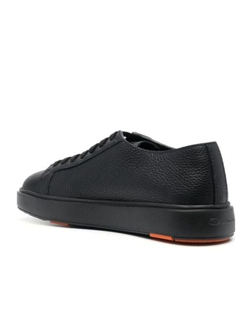 Santoni Black Low-Top Lace-Up Sneakers for men