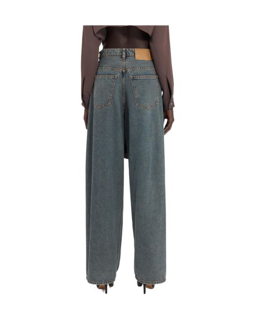 MM6 by Maison Margiela Gray Logo Patch Wide-Leg Jeans