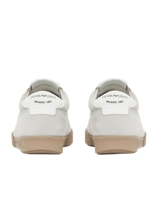 Emporio Armani White Panelled Lace-Up Sneakers