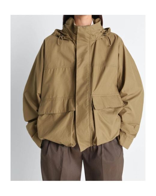 Lemaire Green Drawstring Hooded Rain Jacket for men