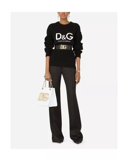 Dolce & Gabbana Black Logo-Embroidered Wool Jumper