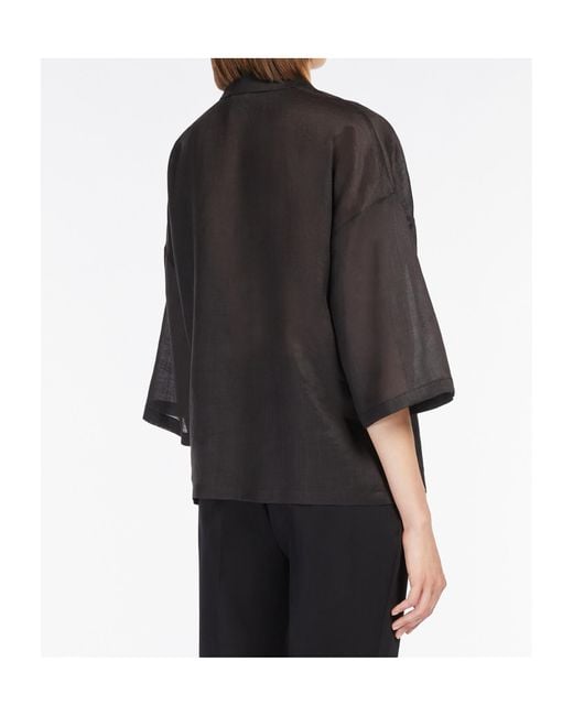 Max Mara Black Studio Legno Embroidered Button-Up Shirt