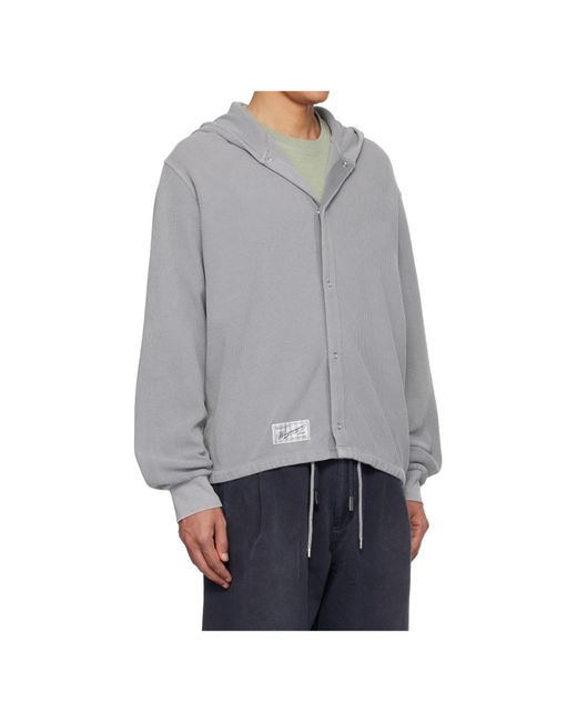 Wooyoungmi Gray Open Front Hooded Sweatshirt for men