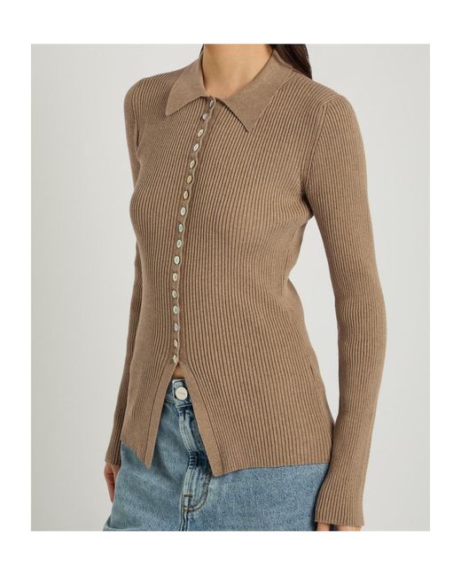 Rohe Brown Ribbed Stretch-Cotton Shirt
