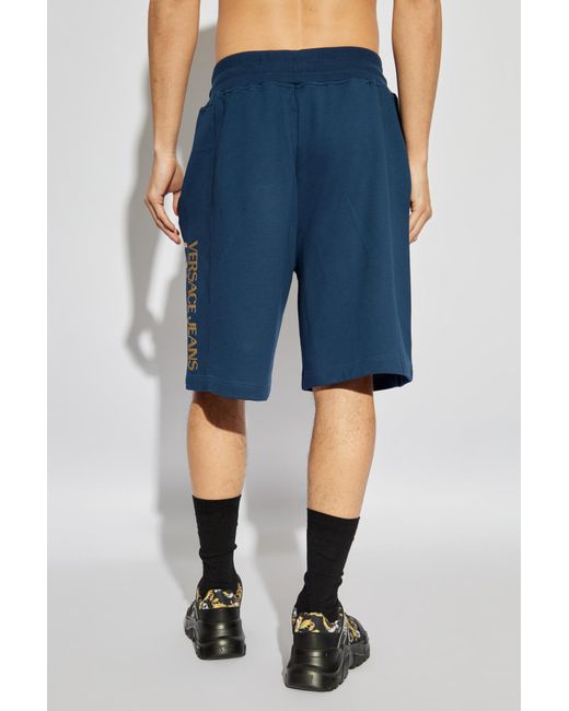 Versace Jeans Blue Couture Logo Embroidered Shorts for men