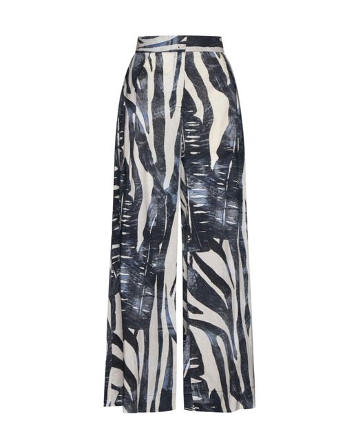 Kaos White Printed Straight-Leg Casual Pants