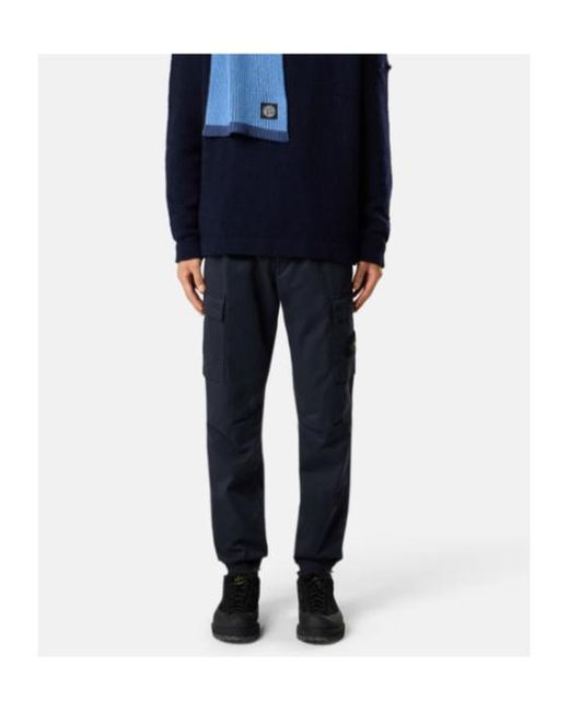 Stone Island Blue Compass Patch Cargo Trousers for men