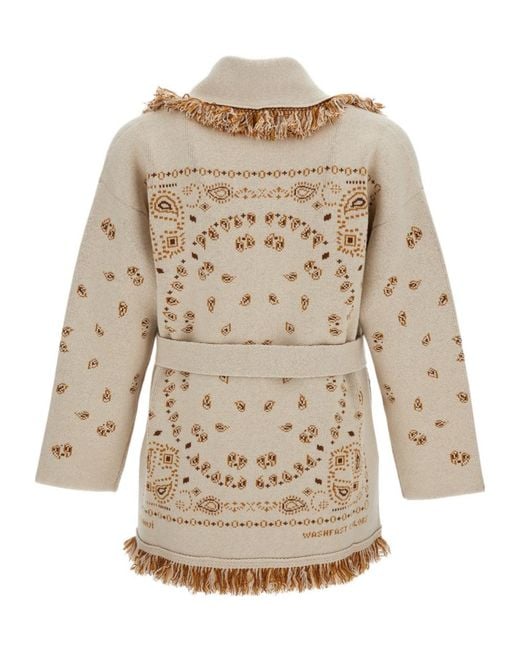 Alanui Brown Fringed Belted Cardigan