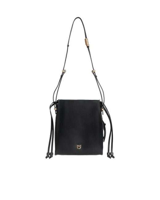 Pinko Black Mini Slouchy Drawstring Shoulder Bag