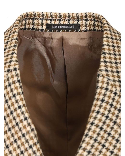 Emporio Armani Brown Double-Breasted Blazer Artan Check Motif for men