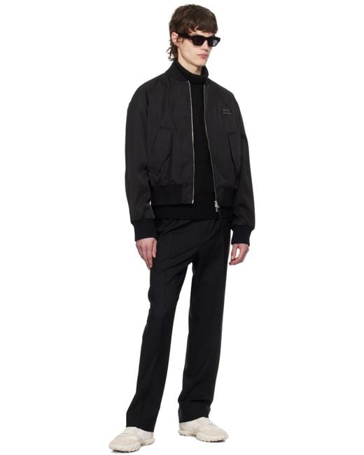 AMI Black Twill Bomber Jacket for men