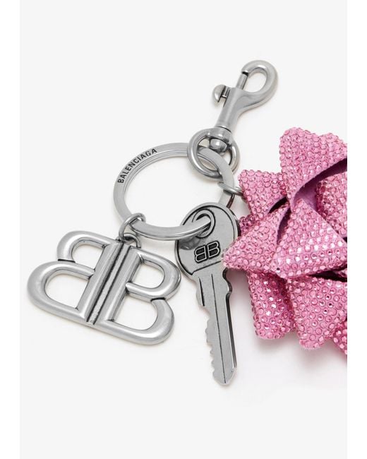 Balenciaga Pink Gifting Bow Embellished Keychain