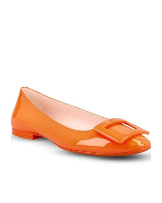 Roger Vivier Orange Logo Embossed Flat Shoes