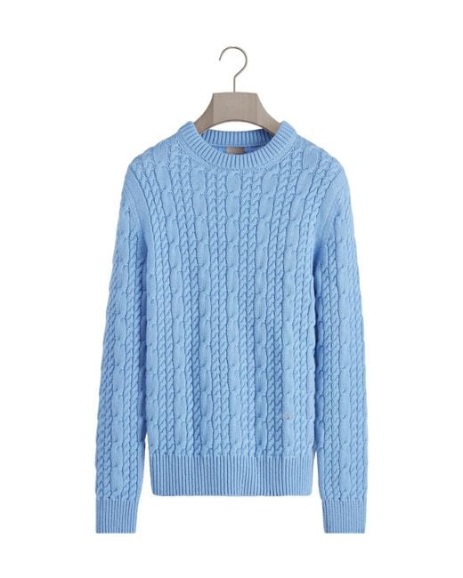 Dior Blue Homme Cable Knitted Jumper for men