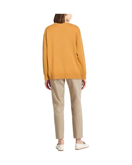Max Mara Orange Solid Color Lightweight Knitted Sweater