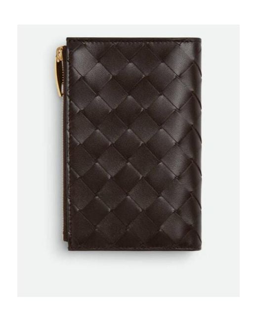 Bottega Veneta Gray Medium Intrecciato Bi-Fold Zip Wallet