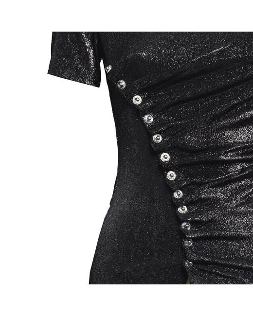 Rabanne Black Rabanne Draped Button Jersey Top